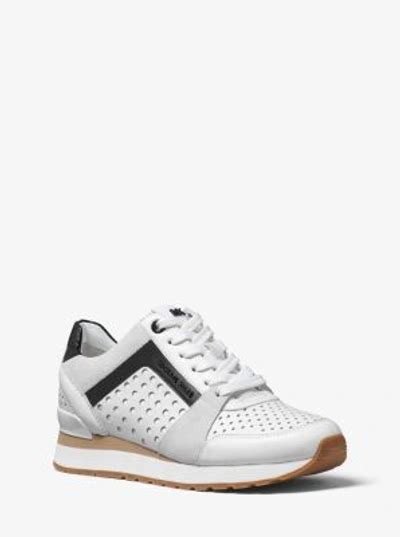 michael kors beige sneakers billie|Billie Perforated Leather and Suede Sneaker .